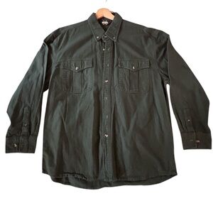 Men's Dark Green Button-Down Casual Shirt